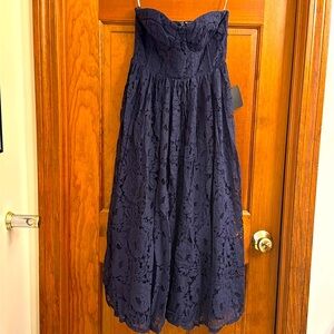 Lulus Navy Strapless Dress